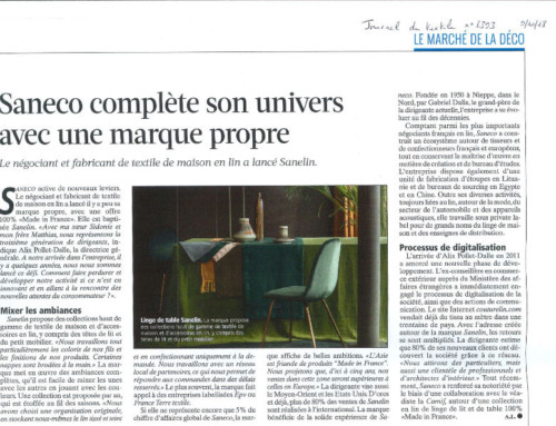 SANECO dans la presse – le Journal du Textile